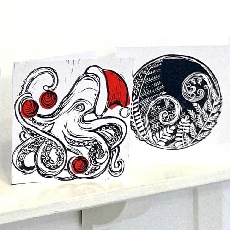 Lino-Print Christmas Cards